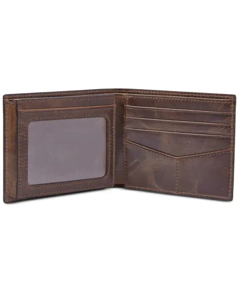 Кошелек мужской Fossil Derrick кожаный с RFID-защитой и откидным окошком для ID